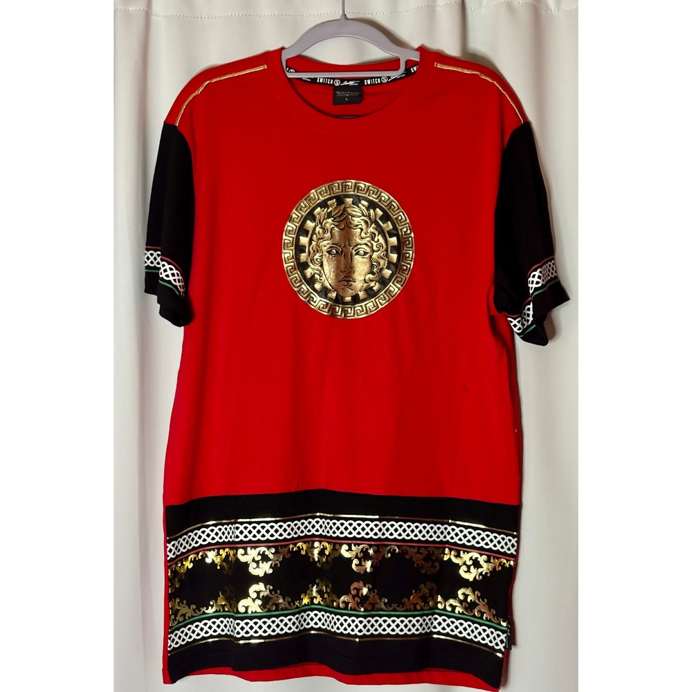 Switch Remarkable Limited Edition Mens Red Gold Medusa Baroque T-Shirt Large